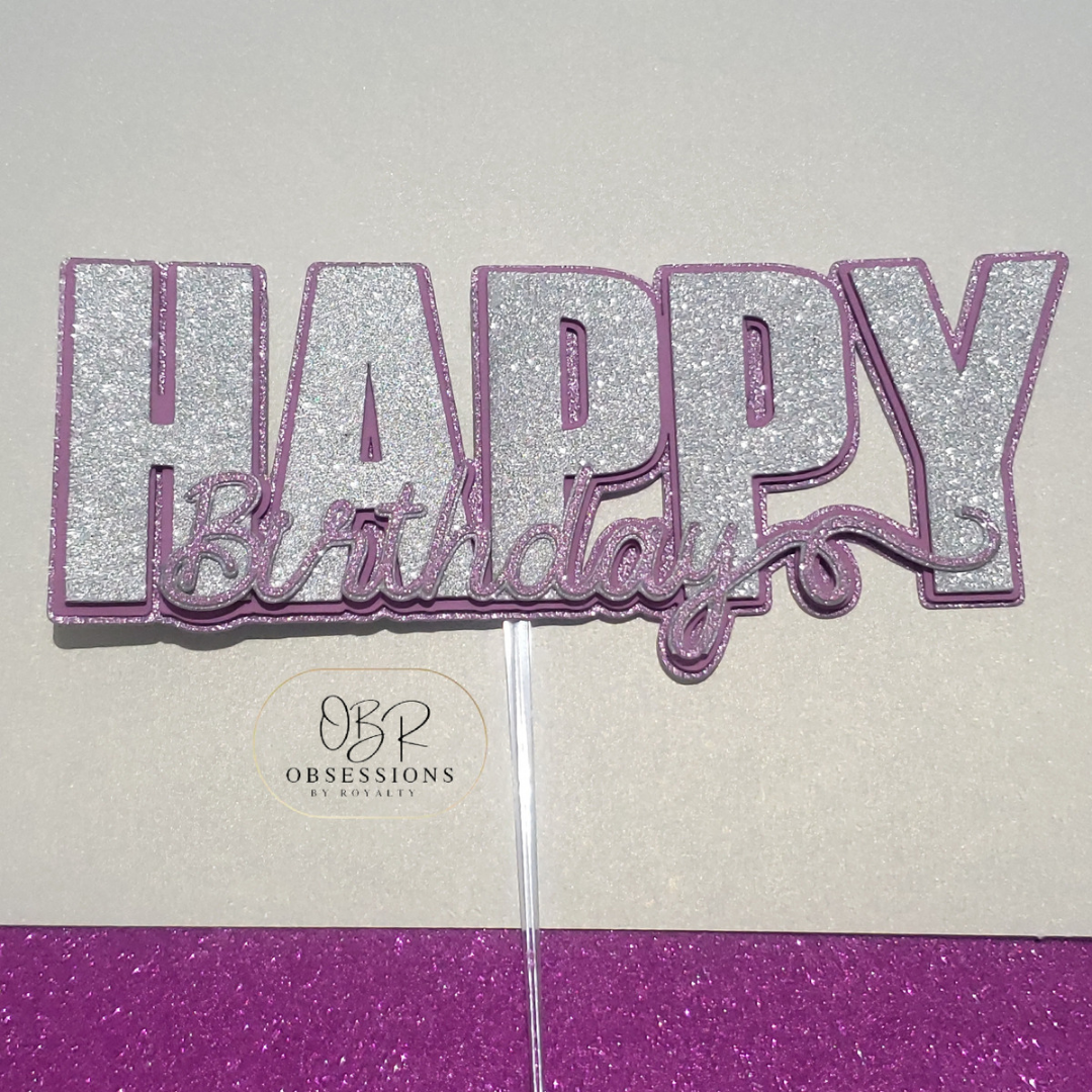 Glitter HBD Cake Tooper