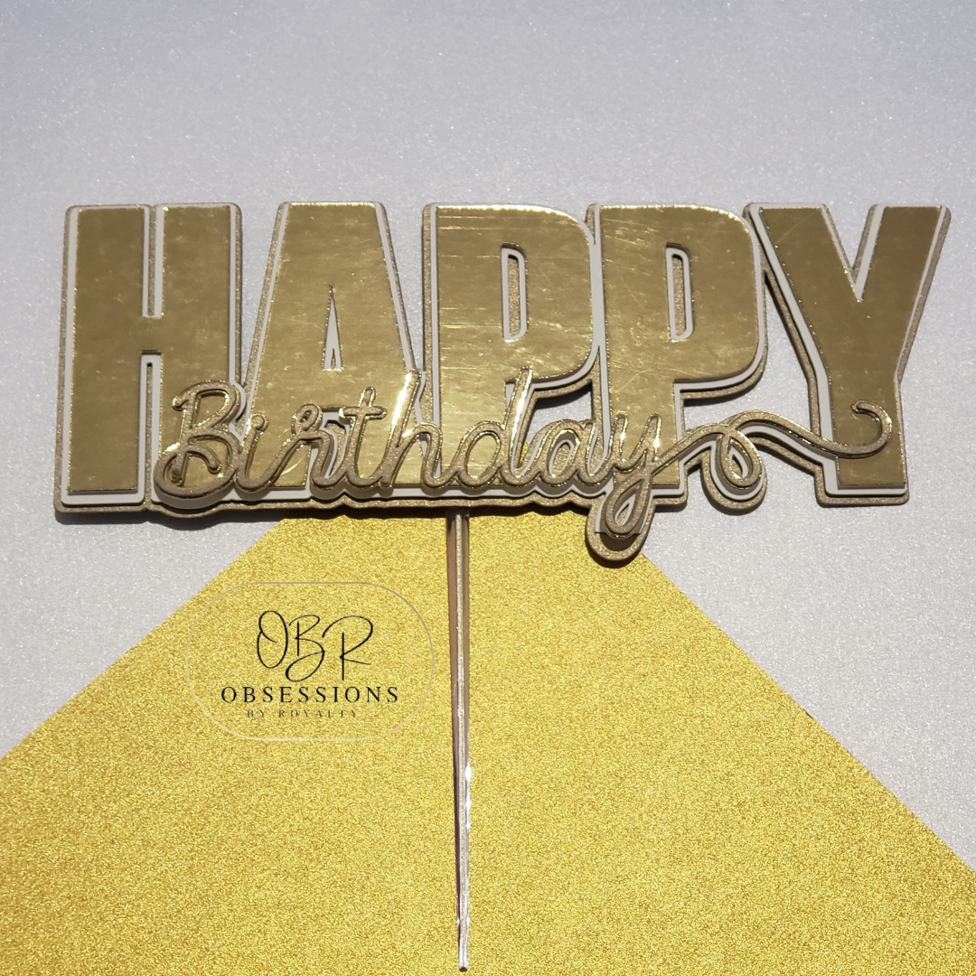 Mirror HBD Cake Topper