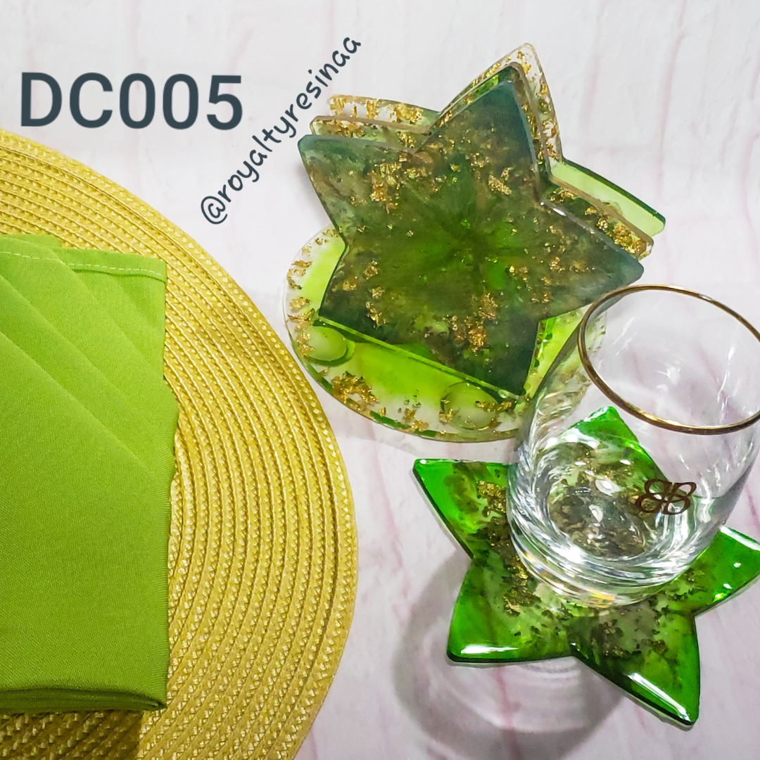 (4) Green Star Drink Coasters