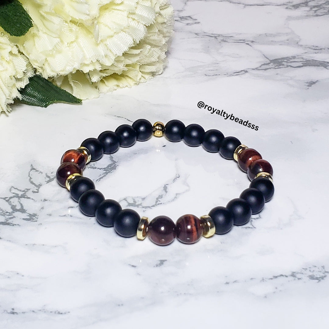 Black Onyx & Red Tiger Eye 8mm